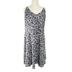 Nine Britton Stitch Fix Lizzy Brushed Knit Navy Floral Midi Dress Size 2X